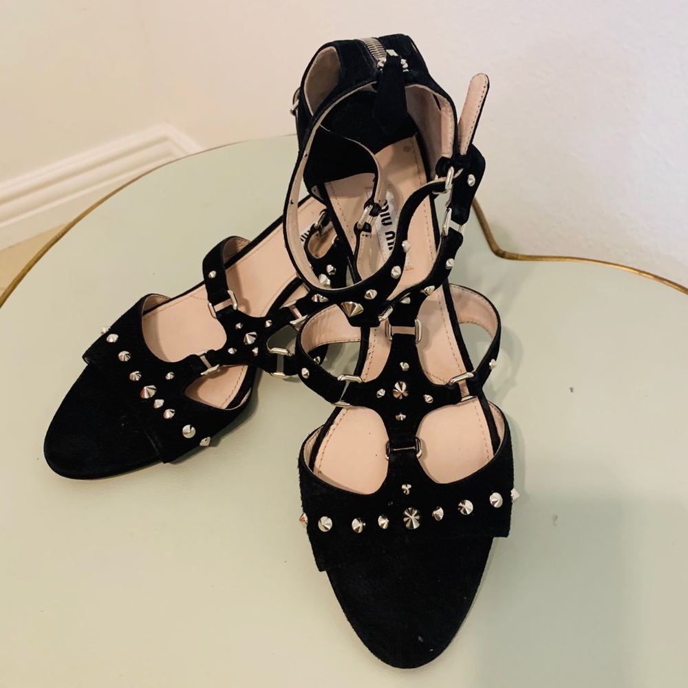 Miu Miu Black Strappy Leather Sandals Italy 40,5